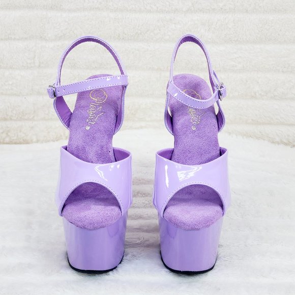709 Lavender Lilac Patent Ankle Strap Platform High Heel Sandals - Picture 6 of 8